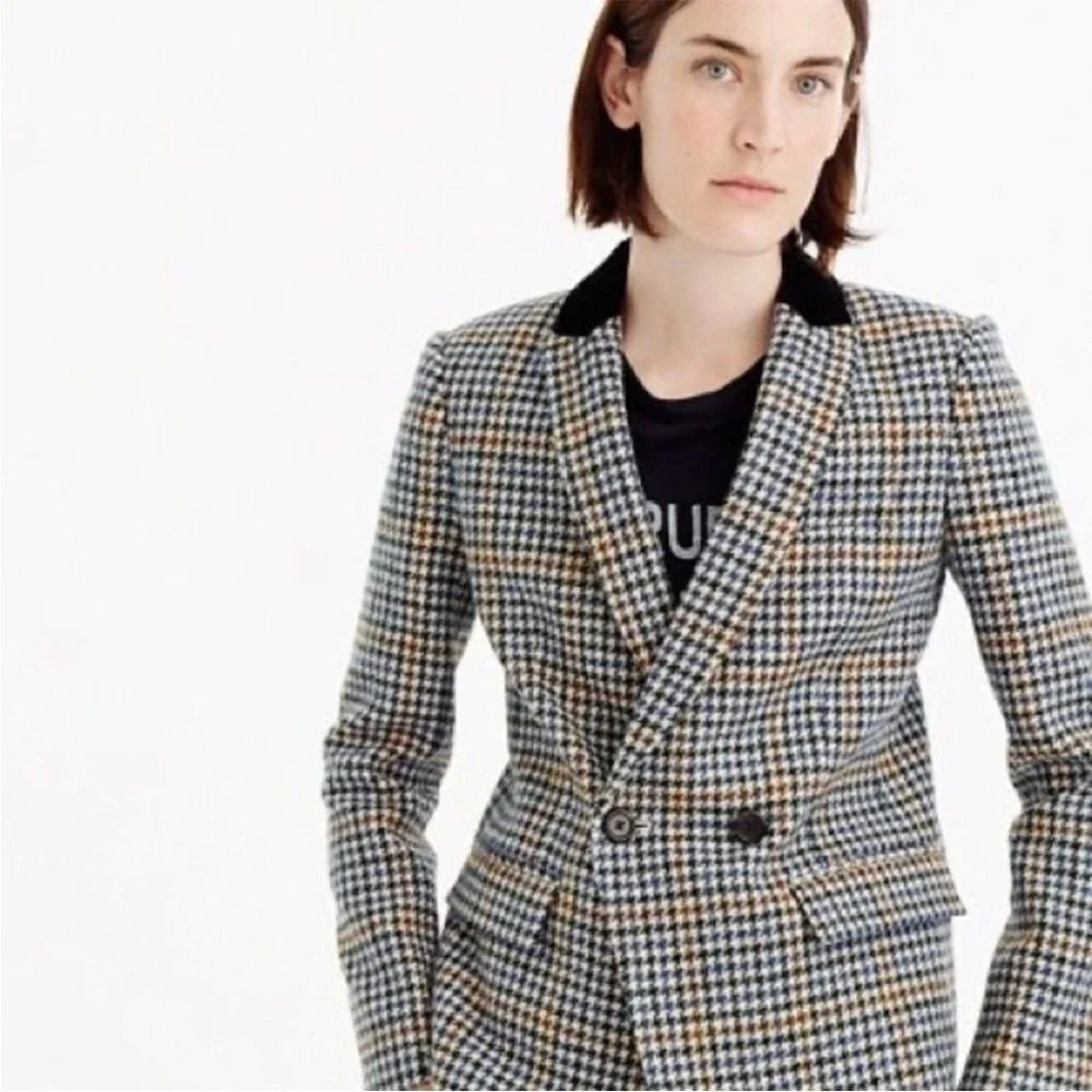 NEW‎ J.CREW WOOL DOVER BLAZER IN HOUNDSTOOTH Sz 00 NWOT